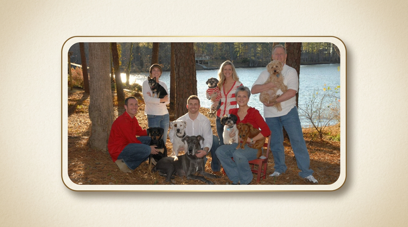 The Waggin' Wagon family with their dogs